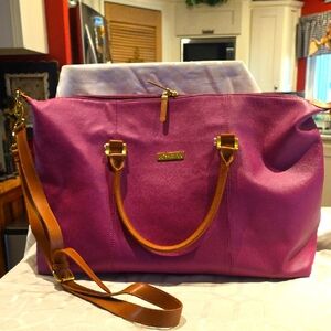 Joy Iman Pink Leather Tote Bag